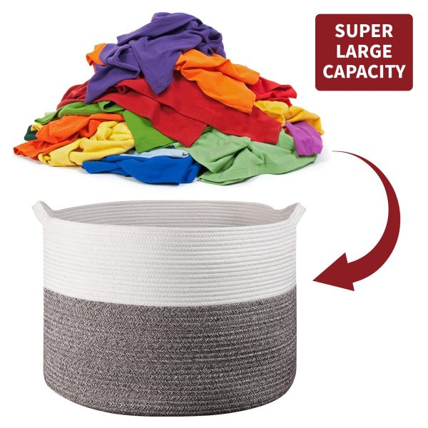 VINSANI LAUNDRY BASKET WHT & NATURAL 1010284 - Image 5