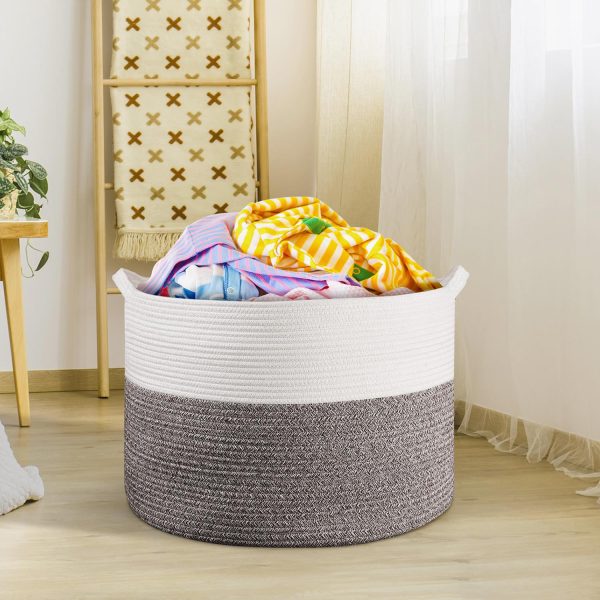 VINSANI LAUNDRY BASKET WHT & NATURAL 1010284 - Image 2