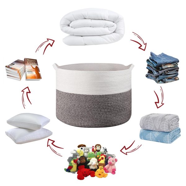 VINSANI LAUNDRY BASKET WHT & NATURAL 1010284 - Image 6