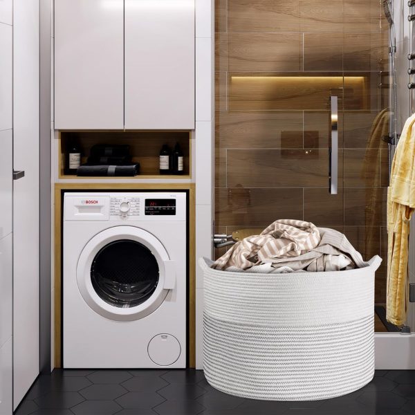 VINSANI LAUNDRY BASKET WHITE & L GREY 1010285 - Image 3