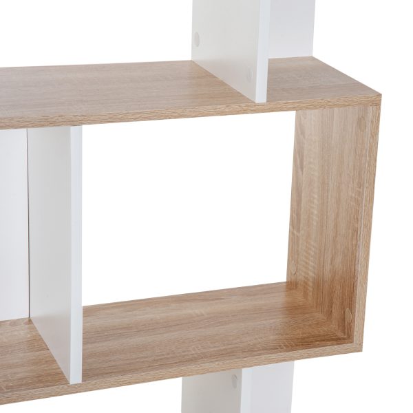 5-tier Display Shelving Storage Bookcase S Shape design Unit Natural - Image 8