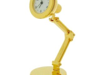 Miniature Clock Gold Plated Study Lamp Solid Brass IMP1058 - CLEARANCE NEEDS RE-BATTERY