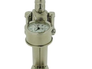 Miniature Clock Silver plated Toy Soldier with Clock Drum Solid Brass IMP1041- CLEARANCE NEEDS RE-BATTERY