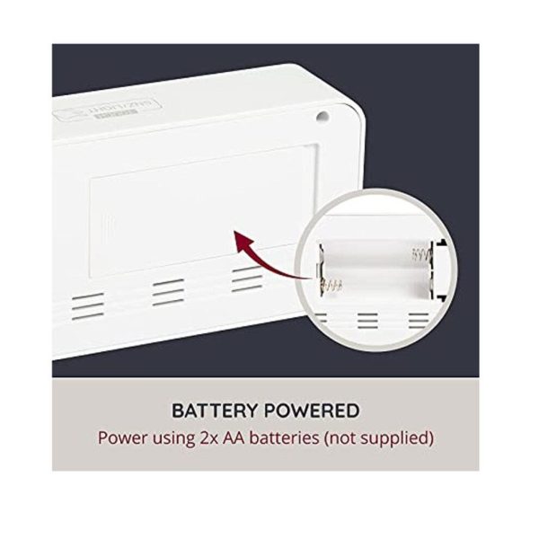 i-Star Portable White Alarm Clock with Temperature and Humidity- 90081PI - Image 2