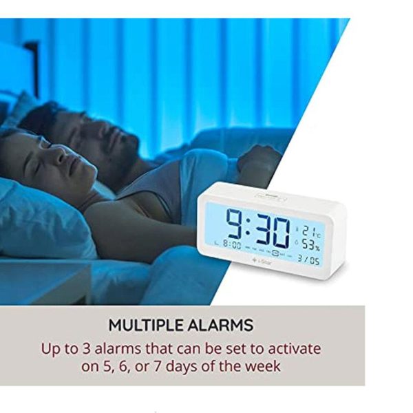 i-Star Portable White Alarm Clock with Temperature and Humidity- 90081PI - Image 5