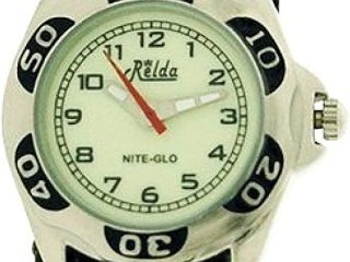 Relda Kids Nite-Glo Luminous Dial Green Camouflage Army Easy Fasten Watch REL64