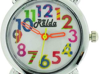 Relda Children's Big Number Analog 3D Zoo Animals Red Silicone Strap Girl's Watch REL106