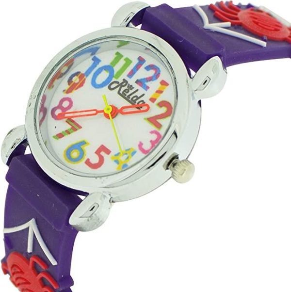 Relda Children's Big Number Analog Spiders & Web On Purple Silicone Strap Girl's Watch REL103 - Image 3