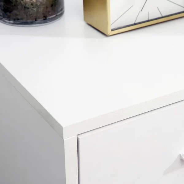 Freestanding Storage Cabinet w/ 3 Drawers 2 Shelves 4 Wheels Office Home White - Image 8