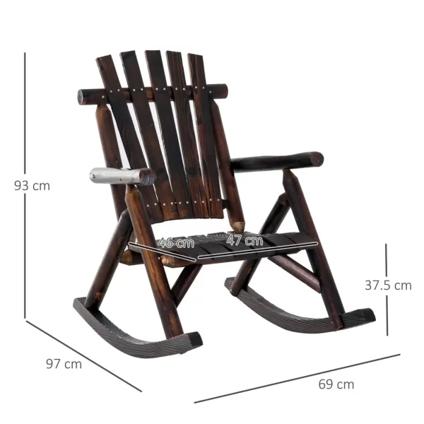 Rustic Outdoor Patio Adirondack Rocking Chair Patio Furniture Porch Rocker Fir - Image 3