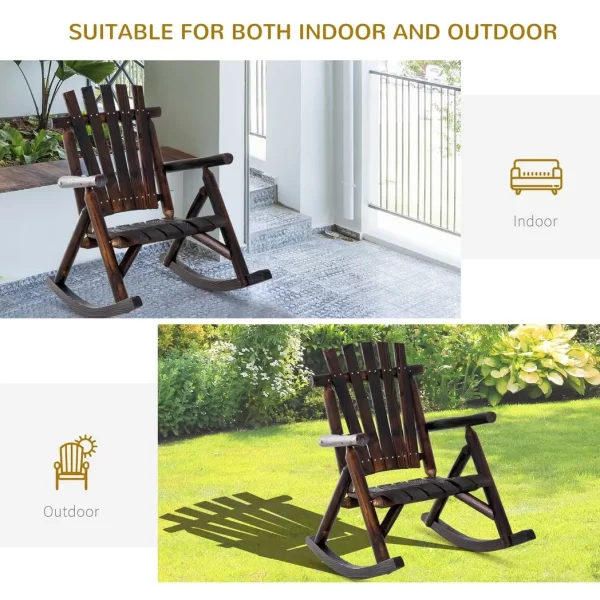 Rustic Outdoor Patio Adirondack Rocking Chair Patio Furniture Porch Rocker Fir - Image 4