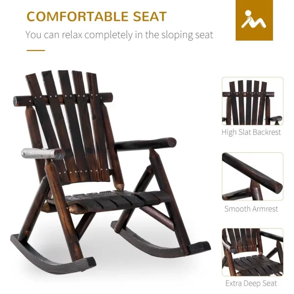Rustic Outdoor Patio Adirondack Rocking Chair Patio Furniture Porch Rocker Fir - Image 5