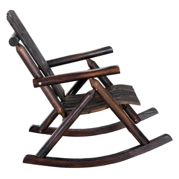 Rustic Outdoor Patio Adirondack Rocking Chair Patio Furniture Porch Rocker Fir - Image 7