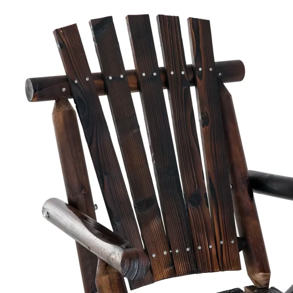 Rustic Outdoor Patio Adirondack Rocking Chair Patio Furniture Porch Rocker Fir - Image 8
