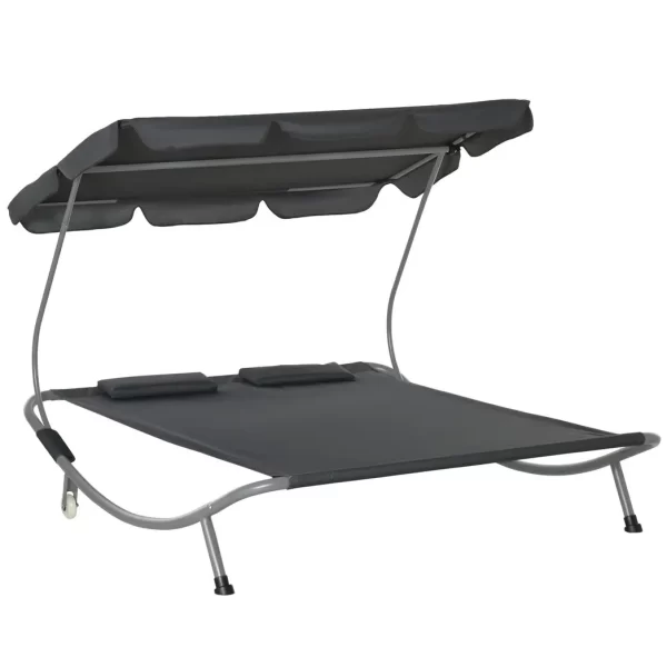 Double Hammock Swing Garden Outdoor Frame Sun Lounger Bed Beds Canopy w/ Pillows