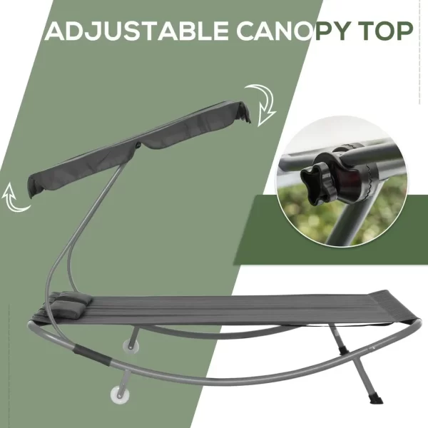 Double Hammock Swing Garden Outdoor Frame Sun Lounger Bed Beds Canopy w/ Pillows - Image 4