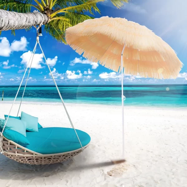 Patio Garden Hawaii Beach Sun Umbrella Sunshade Hawaiian Folding Tilting Parasol - Image 2