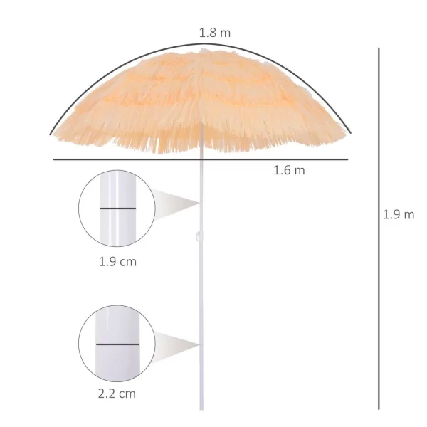 Patio Garden Hawaii Beach Sun Umbrella Sunshade Hawaiian Folding Tilting Parasol - Image 3