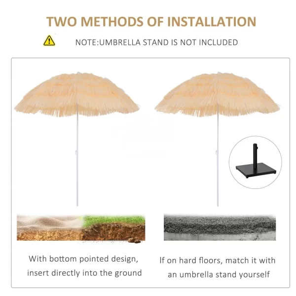 Patio Garden Hawaii Beach Sun Umbrella Sunshade Hawaiian Folding Tilting Parasol - Image 4
