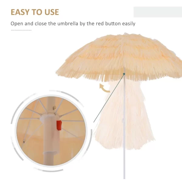 Patio Garden Hawaii Beach Sun Umbrella Sunshade Hawaiian Folding Tilting Parasol - Image 5
