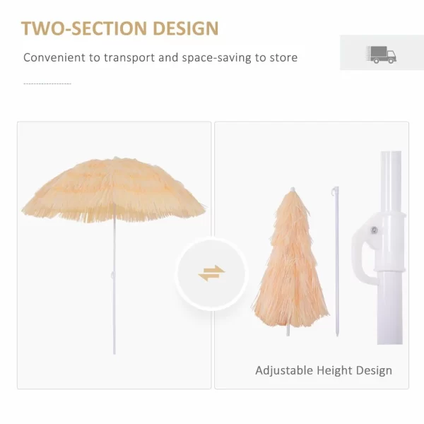 Patio Garden Hawaii Beach Sun Umbrella Sunshade Hawaiian Folding Tilting Parasol - Image 6