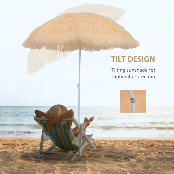 Patio Garden Hawaii Beach Sun Umbrella Sunshade Hawaiian Folding Tilting Parasol - Image 7