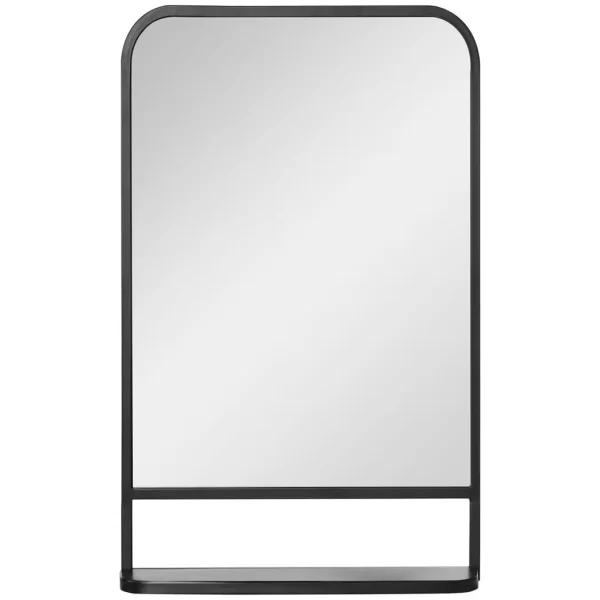 Square Wall Mirror with Shelf, 86x53 cm Modern Mirrors for Living Room, Bedroom