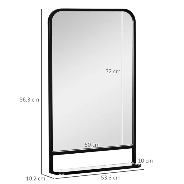 Square Wall Mirror with Shelf, 86x53 cm Modern Mirrors for Living Room, Bedroom - Image 3