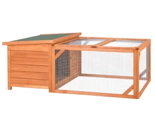 Wooden Rabbit Hutch with Run Small Animal Guinea Pig House 125.5 x 100 x 49cm
