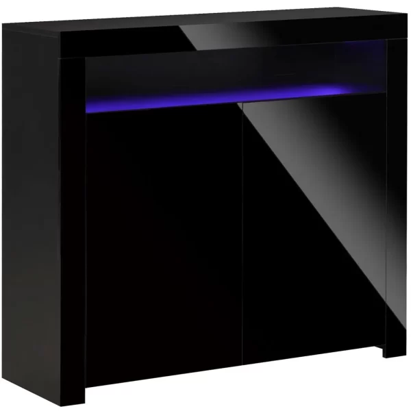 High Gloss LED Cabinet Cupboard Sideboard Console with RGB Lighting Black