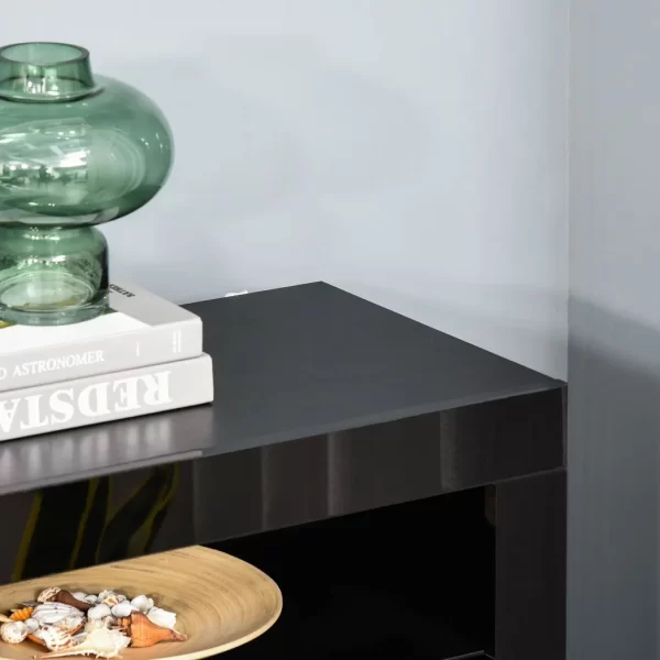 High Gloss LED Cabinet Cupboard Sideboard Console with RGB Lighting Black - Image 8