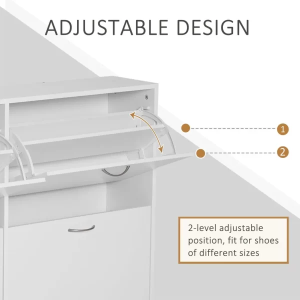 Wooden 4 Drawer Shoes Cabinet Multi Flip Down Shelf Drawer Organizer - White - Image 4