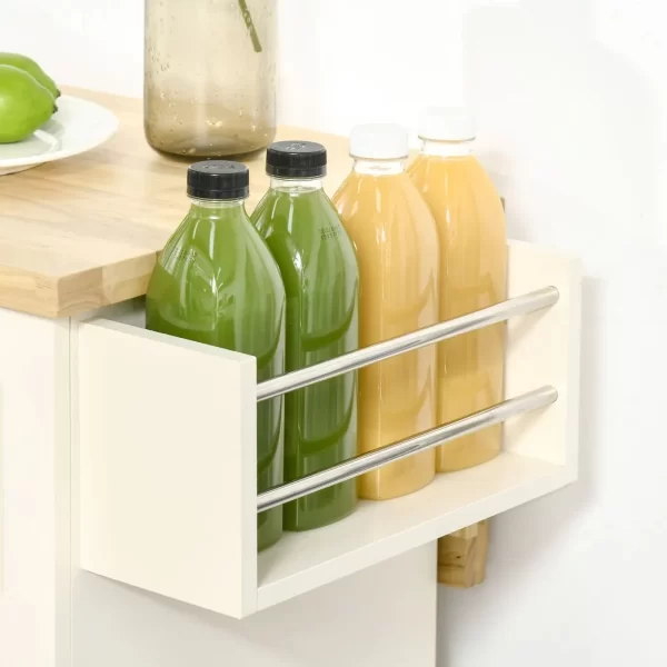 Drop-Leaf Kitchen Island on Wheels Utility Storage Cart with Drawers & Cabinet - Image 8