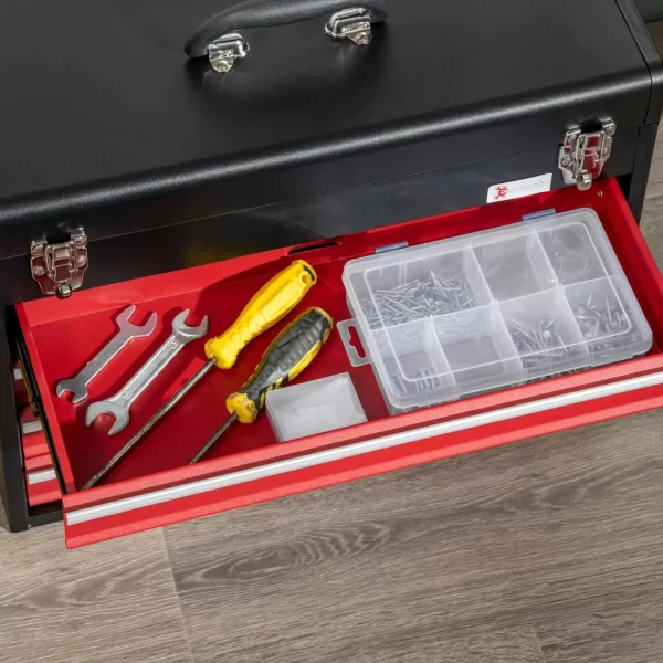 4 Drawer Tool Chest Lockable Tool Box w/ Ball Bearing Runners 51cmx22cmx39.5cm - Image 7