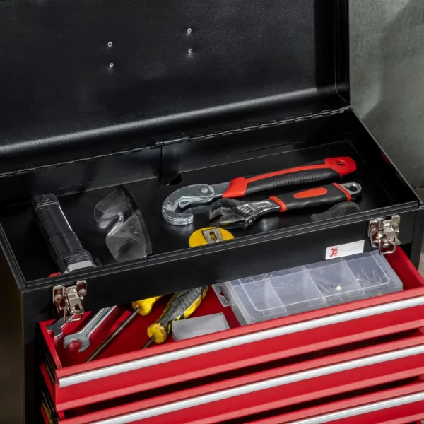 4 Drawer Tool Chest Lockable Tool Box w/ Ball Bearing Runners 51cmx22cmx39.5cm - Image 8