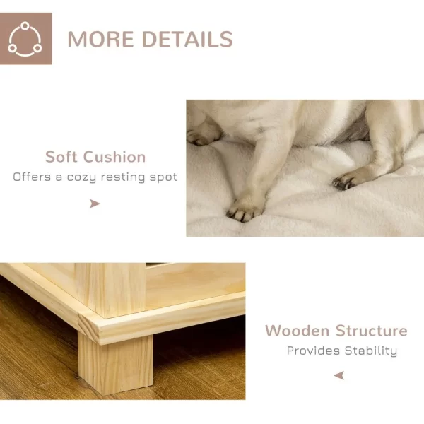 Wooden Dog Crate Furniture w/ Double Doors, Soft Cushion, for Medium Dogs - Image 7