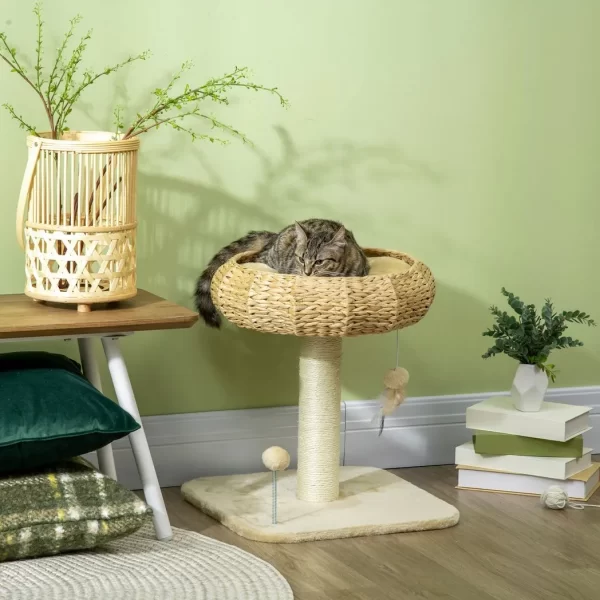 51cm Cat Tree Kitty Activity Centre w/ Top Bed, Toy Ball, Sisal Scratching Post - Image 2