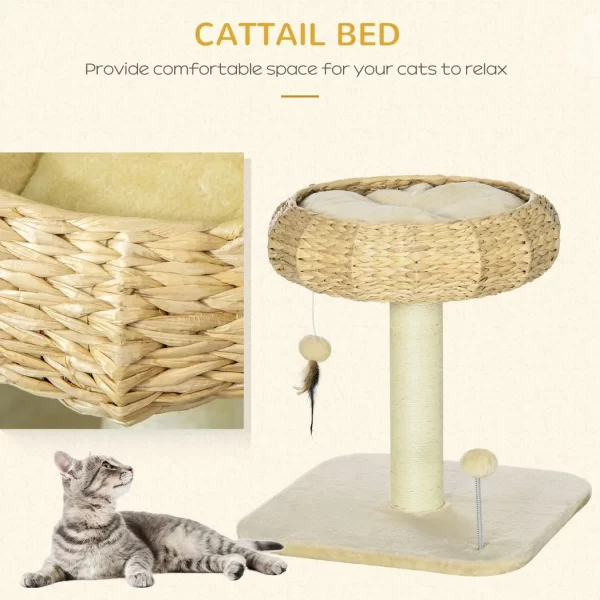 51cm Cat Tree Kitty Activity Centre w/ Top Bed, Toy Ball, Sisal Scratching Post - Image 4