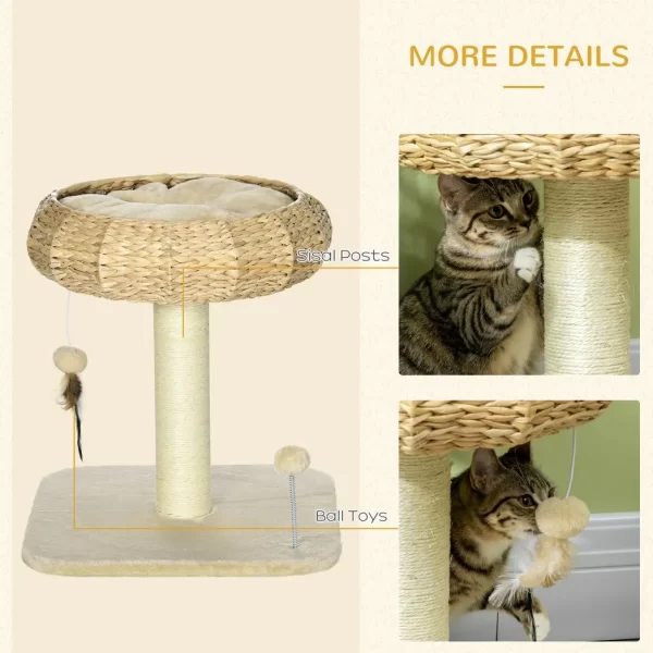 51cm Cat Tree Kitty Activity Centre w/ Top Bed, Toy Ball, Sisal Scratching Post - Image 5