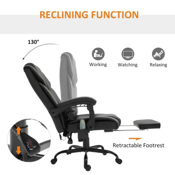 6-Point PU Leather Massage Racing Chair Electric Padded Angle Adjustable Remote - Image 5