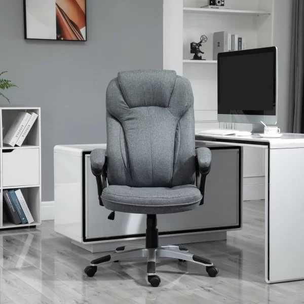 High Back Home Office Chair Height Adjustable Computer Chair w/ Armrests, Grey - Image 2