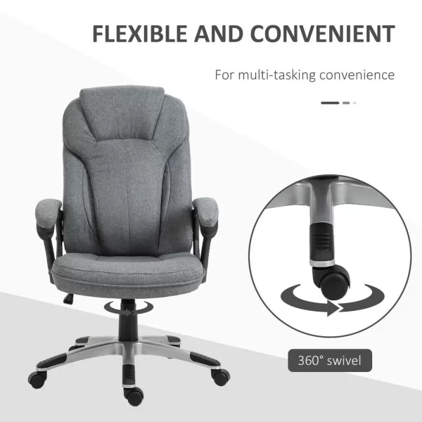 High Back Home Office Chair Height Adjustable Computer Chair w/ Armrests, Grey - Image 5