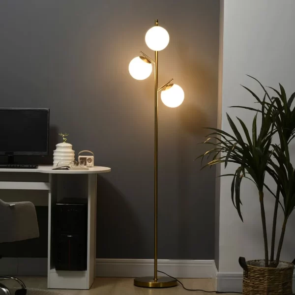 Modern Floor Lamp for Living Room Bedroom, 3 Light Tree Standing Lamp, Gold - Image 2