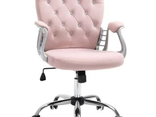 Office Chair Luxury Velour Diamond Tufted Padded Ergonomic 360ï¿½ Swivel Pink