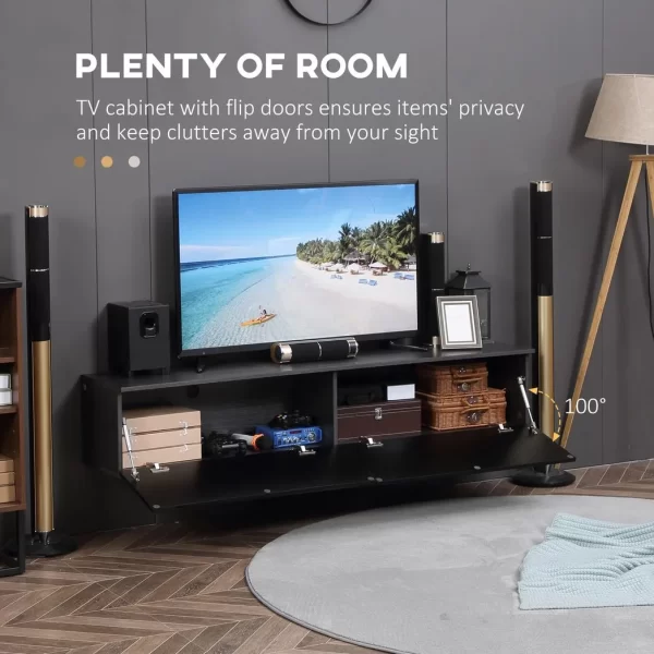 Floating TV Unit Stand, Wall Mount Media Console with Storage Cupboards - Image 5