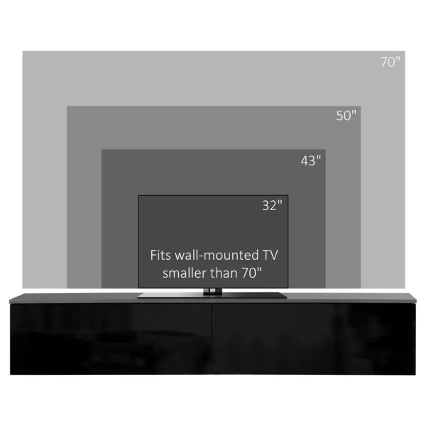 Floating TV Unit Stand, Wall Mount Media Console with Storage Cupboards - Image 6