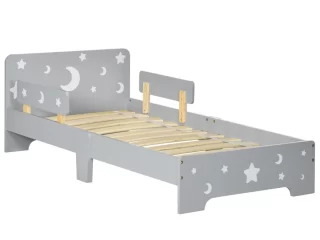 Kids Toddler Bed w/ Star and Moon Patterns, for Ages 3-6 Years - Grey