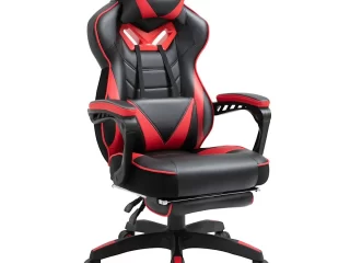 Gaming Chair Ergonomic Reclining w/ Manual Footrest Wheels Stylish Office Red
