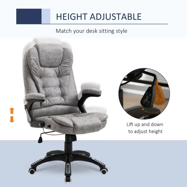 High Back Home Office Chair Computer Desk Chair w/ Arms Swivel Wheels Grey - Image 4