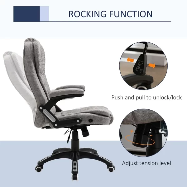 High Back Home Office Chair Computer Desk Chair w/ Arms Swivel Wheels Grey - Image 5